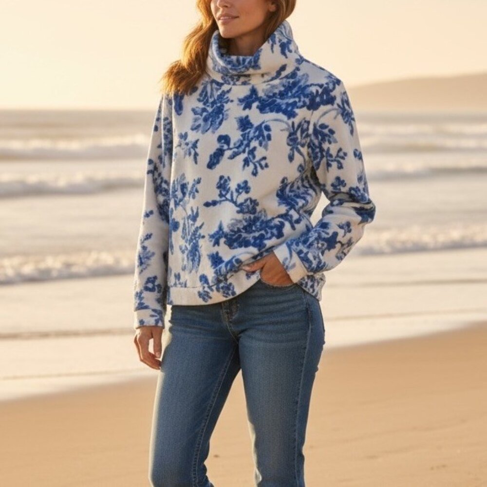 NWOT Dudley Stephens x MESTIZA Floral Park slope Fleece Sweater Womens Small